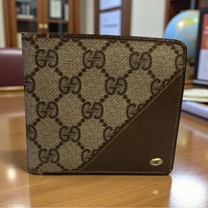 Vintage GUCCI Supreme Canvas and Leather Trim Wallet (1980-1990 Era)